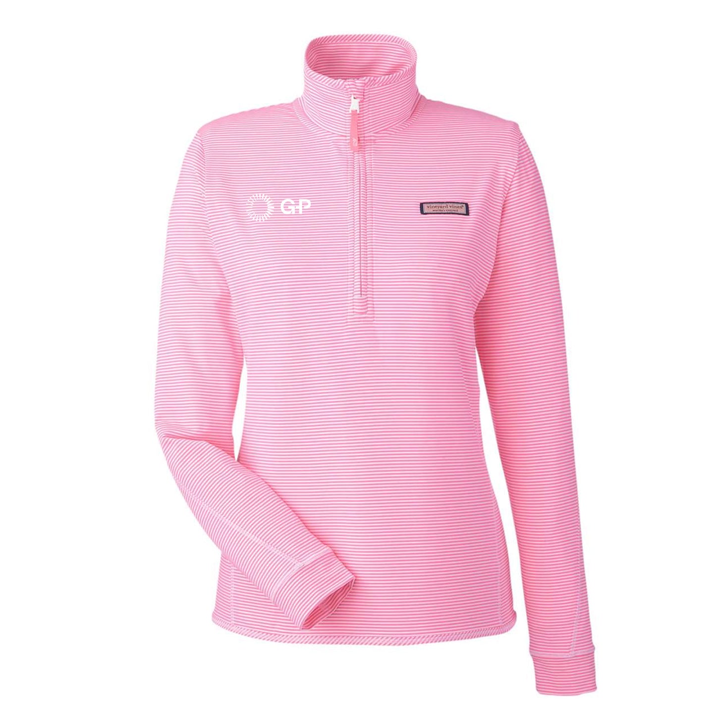 Vineyard Vines Microstripe Sankaty Half-Zip Pullover - Knockout Pink - Women's