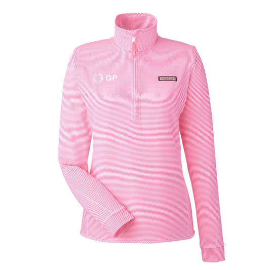 Vineyard Vines Microstripe Sankaty Half-Zip Pullover - Knockout Pink - Women's