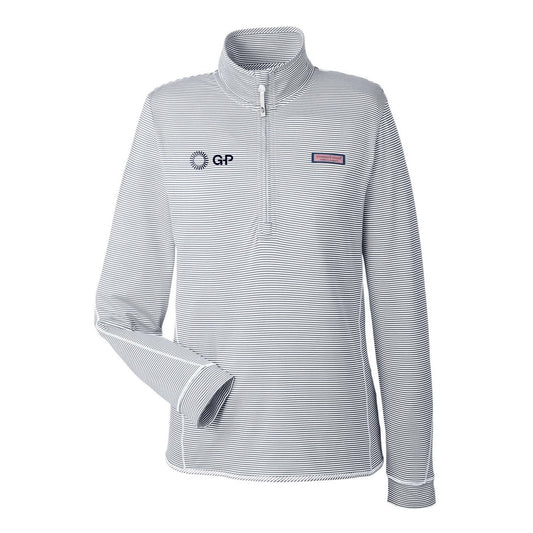 Vineyard Vines Microstripe Sankaty Half-Zip Pullover - Heather Gray - Women's